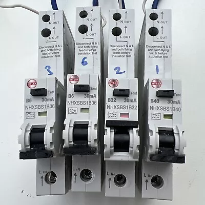 Wylex NHXS RCBO's 30mA 40A 32A 6A Amp Type A B 6k NHXSBS1B32 NHXSBS1B40 • £12.50