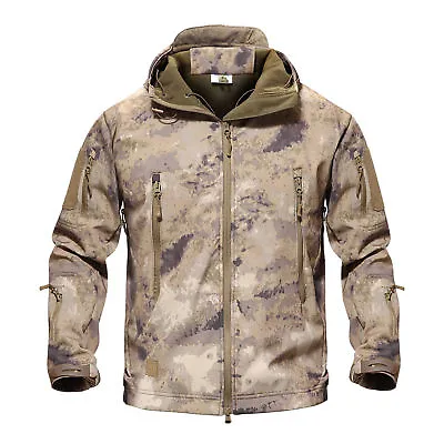 Men Outdoor Waterproof Fleece Jacket SharkSkin SoftShell Coat TAD Hoodie Hunting • $47.49