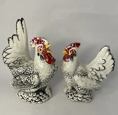 Vintage Black And White Chicken Salt And Pepper Shaker Set HP Japan • $14.99