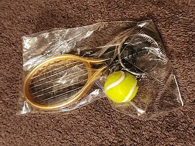 Tennis Racket & Ball Keychain Novelty Key Ring Player Gift + Bonus Magnet • $7.99