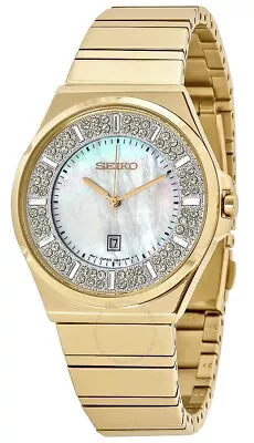 Seiko Core Matrix Crystals Mother Of Pearl Dial Gold Women's Watch SXDG14 SD • $84.95