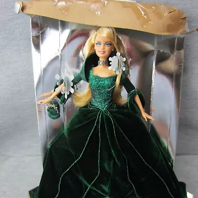 Vintage Barbie Doll Rooted Lashes Velvet Green Gala Dress With Shoes & Stand • $21.99