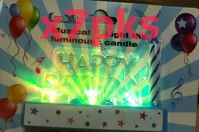 7pks Happy Birthday Sign 7 Color Changing Light The Luminous Musical Blue Candle • $28.99