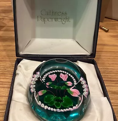 Caithness Whitefriar Cyclamen Paperweight Art Glass #12 Etched • $185