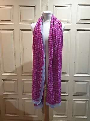 Marc By Marc Jacobs Pink Scarf Shawl Wrap Large Pink Grey Bunny Rabbit Print • £95