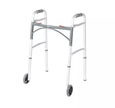 Drive Medical 10210-1 2-Button Folding Walker With Wheels • $24.99