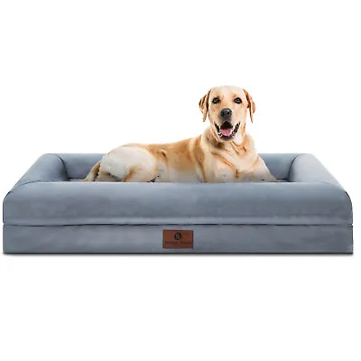 X-Large Dog Bed Orthopedic Foam Soft Pet Mattress 42x30x8inch W/ Bolster & Cover • $42.89