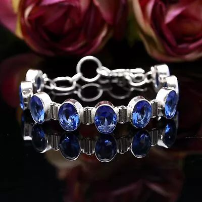 Tanzanite Gemstone 925 Sterling Silver Charm Bracelet Handmade Jewelry For Gift • £17.99