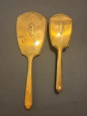 Vintage Saart Brothers Bronze Vanity Hand Mirror And Hair Brush. Makers Marking • $25