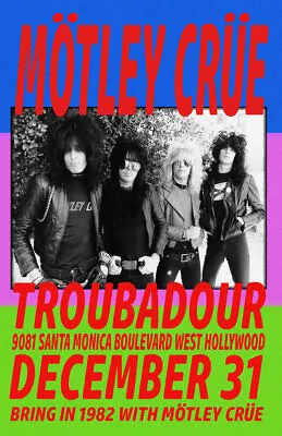 Motley Crue Replica *troubadour* 1981 Concert Poster • $13.99