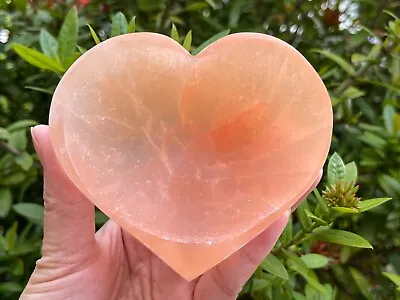 Selenite Heart Bowl Orange 4  Orange Selenite Heart Shaped Dish BowlPeach Bowl • $21.95