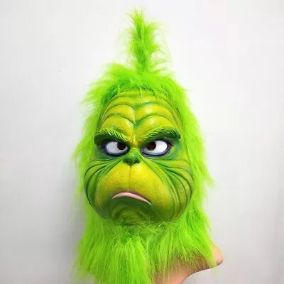 Cute The Grinch Latex Mask Headgear Halloween Party Cosplay Costume Prop • $34.97