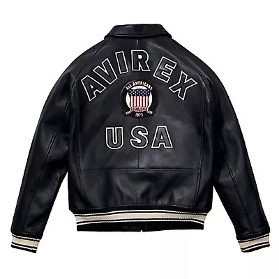 Men's Bomber Avirex Flight Black Leather Jacket Premium Bomber Style Jackets • $49.99