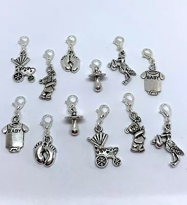 12 X Clip On Charms Bracelet Baby Shower Mum To Be Pregnancy Feet Dummy Prize • £4.60