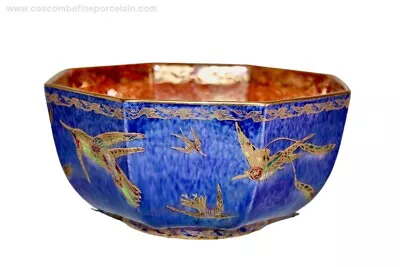 Superb Wedgwood Fairyland Lustre Octagonal Bowl Hummingbirds Daisy Makeig Jones • £465