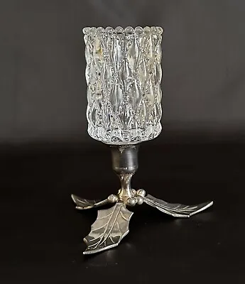 RestorationHardware Silverplated Holly Candle Holder WITH Clear Glass Votive-Peg • $12