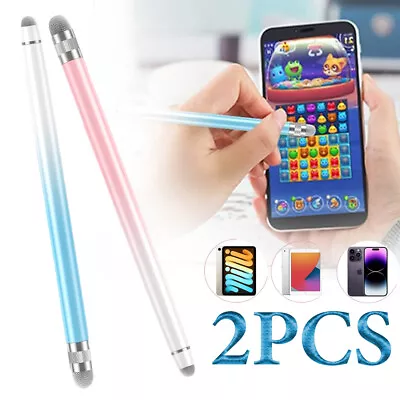 2 Pcs MICRO-FIBER STYLUS PEN FOR SAMSUNG GALAXY//KINDLE TABLET/ IPAD/IPHONE New • £7.90