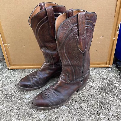 Lucchese Boots Mens U.S. 9 D Brown Leather San Antonio Vintage  Boots 6383 • $80