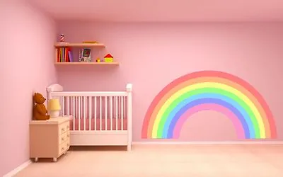 RAINBOW WALL STICKER PASTEL COLOURS Plain Childrens Bedroom Nursery Decal Art • £5.49