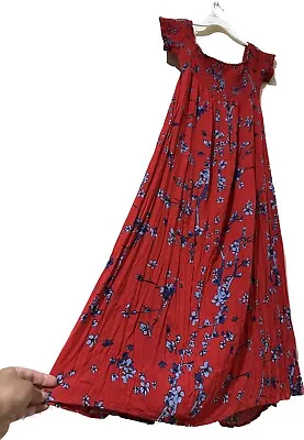 Red Beautiful Long Dress Size 10-12 Ladies Smoked Off Shoulder Dress/Side Slits • $38