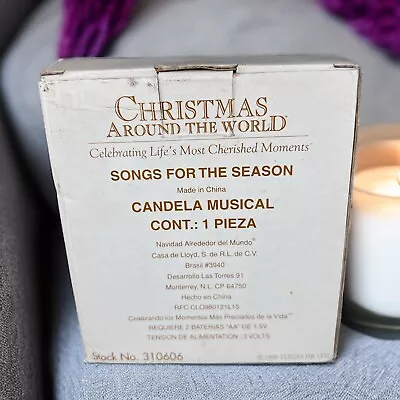 VTG 1999 Musical Christmas Candle Christmas Around The World Red Holly Design • $14.25