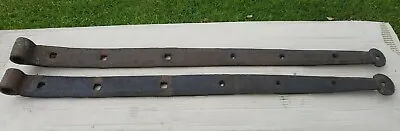 2 Genuine Vintage Cast Iron Door Barn Gate Strap Hinges Architectural Salvage  • $94.72