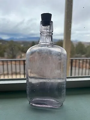 Vintage Lavender Apothecary Flask Glass Bottle With Cork - 6 1/2 Inches • $19.95