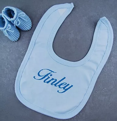 £4.99 • Buy Baby Food Bib Personalised Embroidered Baby Boy Girl Unisex Any Name Gift Custom