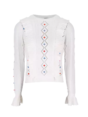 MANOUSH White Ruffled Cable-Knit Sweater Size  M RRP £380 • £75