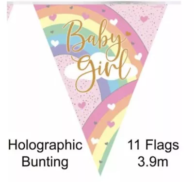 Baby Shower Gender Reveal Baby Girl Party Balloon Bunting Banner Decorations • £3.99