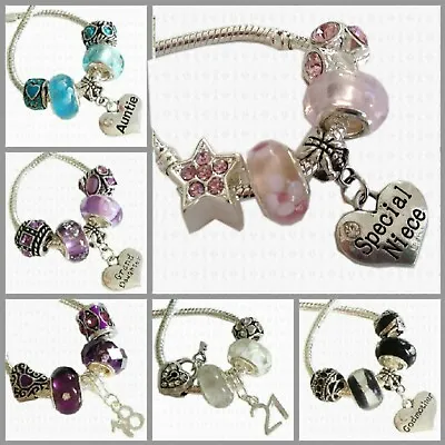 £3.99 • Buy SET Of 5 Charm Beads With Personalised Heart Or Age ~ FOR Bracelet Or Necklace