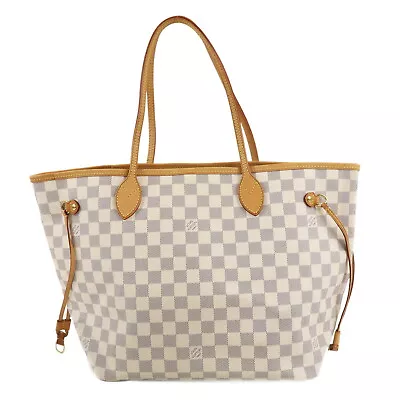 Auth Louis Vuitton Damier Azur Neverfull MM Tote Bag N51107 Used • £1262.30