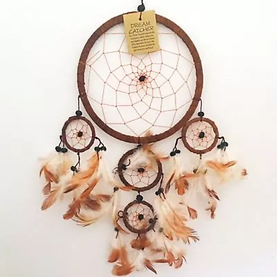 Large Brown Dream Catcher Suede Leather Native American Indian Dreamcatcher • £7.99