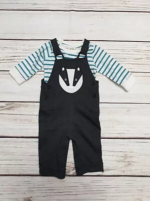 Baby Boys Lily & Jack Grey Badger Dungarees - 2 Piece Gift Set • £16.99