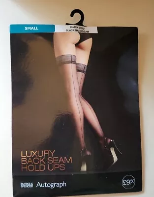 Mark & Spencer Luxury Back Seam  Hold Up Stockings In Black Size Small NWT • $12.75