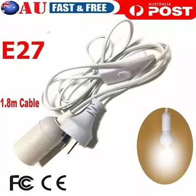 E27 Plug-In Hanging Pendant Light Lamp Bulb Socket Cord & On/Off Switch White • $12.34