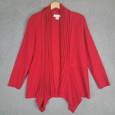 Exclusively Misook Open Drape Waterfall Cardigan Red Womens Size M • $29.99