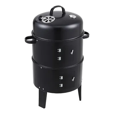 Portable BBQ Smoker Garden Barbecue Drum Oven Food Cooking Charcoal Grill Stove • £42.99