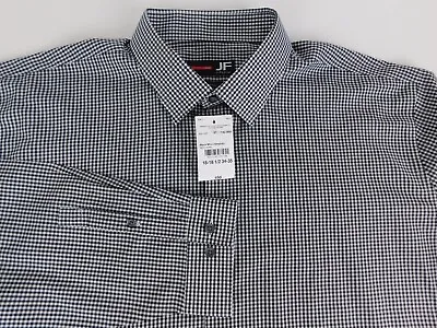 J. Ferrar Mens Designer Black White Checkered Stretch Shirt XXL NEW $50 • $16.99