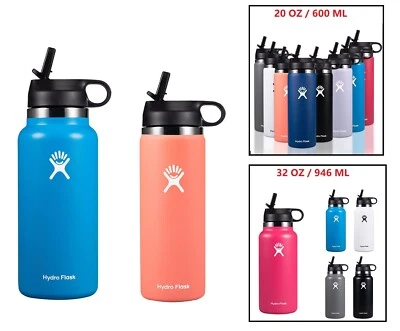 $19.88 • Buy 20/32oz Hydro Flask Water Bottle W/ Straw Lid Stainless Steel Vacuum Wide Mouth
