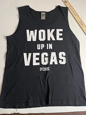 Pink By Victoria Secret “woke Up In Vegas” Size Large Black Oversized Tank (0529 • $16.50