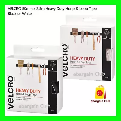 VELCRO 50mm X 2.5m Black Or White Heavy Duty Hook And Loop Tape Adhesive EBC • $52.99