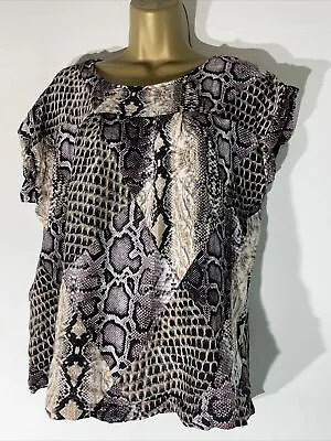 £9.99 • Buy Womens Next Size Uk 14 Brown Mix Snakeskin Short Sleeve Relax Fit Summer Blouse