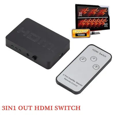 3 Port HDMI Switch Switcher Hub Remote Control Splitter Box 1080p Full HD 4K AU • $8.95
