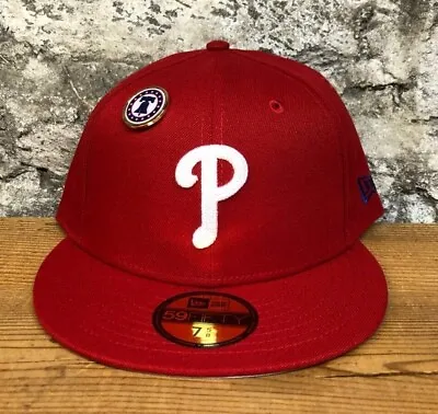 New Era 59fifty Philadelphia Phillies Pin E3 Otc Mens Red Fitted New • $28.75