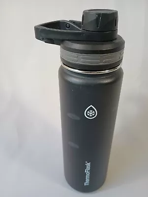 ThermoFlask 24oz Stainless Steel Insulated Water Bottle Black 10.5in Tall XLNT • $15.90