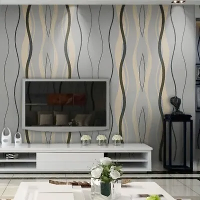 £9.95 • Buy Wall Wallpaper Roll 3D Effect Stripe Curve Wallcovering For Living Room Decor