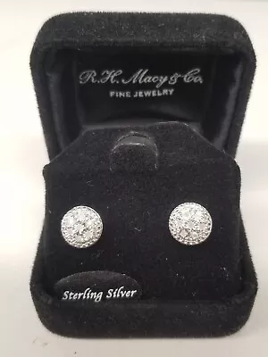 Macy's Beautiful Diamond Sterling Silver Stud Earrings 1/10 C.t. T.w • $43.18