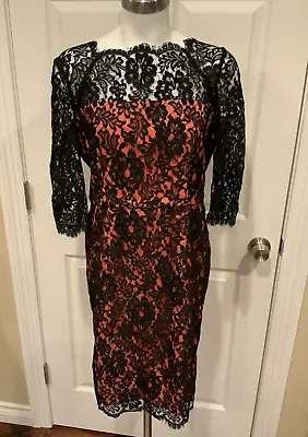 Milly Black & Coral  Stella  Floral Lace Dress Size 10 (US) NWT! • $51.75