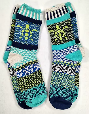 Solmate Mismatched Crew Socks Adult Unisex Large Ocean Turtle Design • $24.99